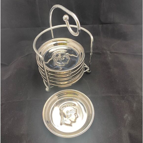 Coasters vintage glass silver Spartan Michigan MCM 1960’s mercury glass - Picture 1 of 5